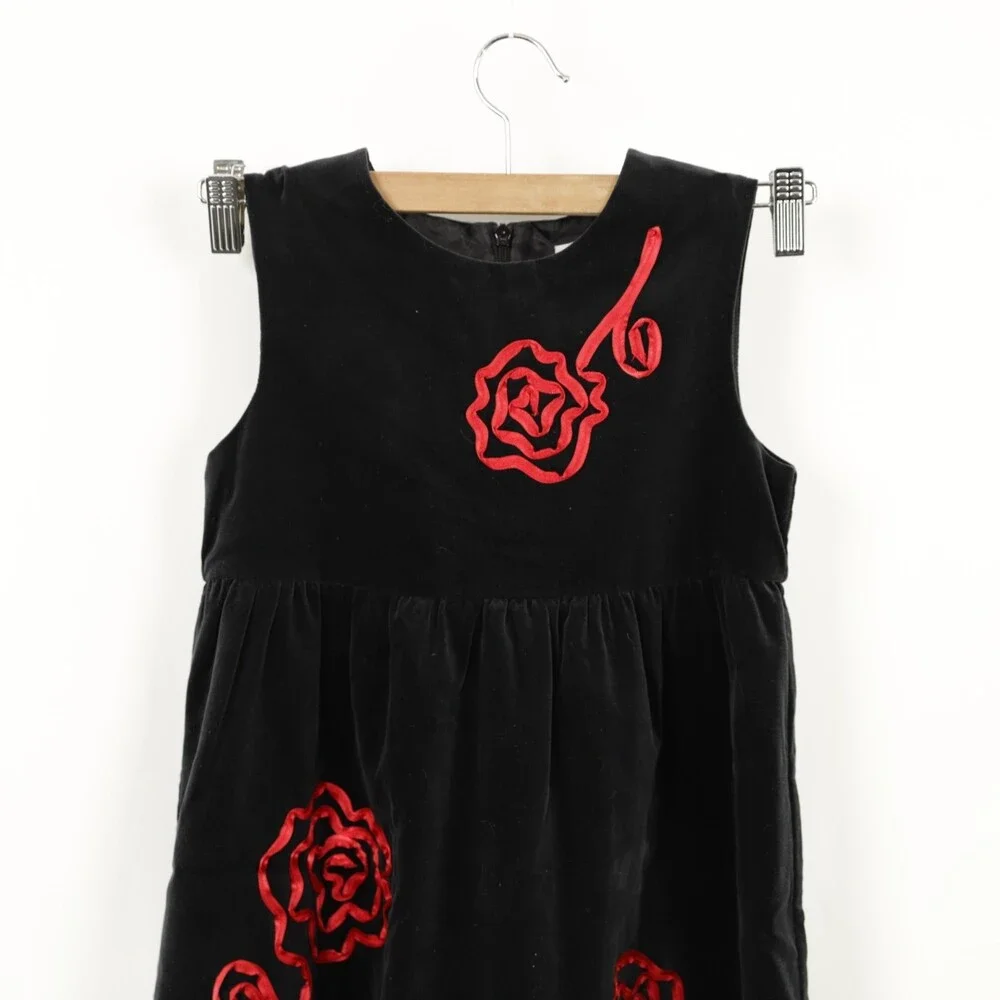 Hanna Andersson Kids Velvet Embroidered Dress size 120 = US 6 / 7